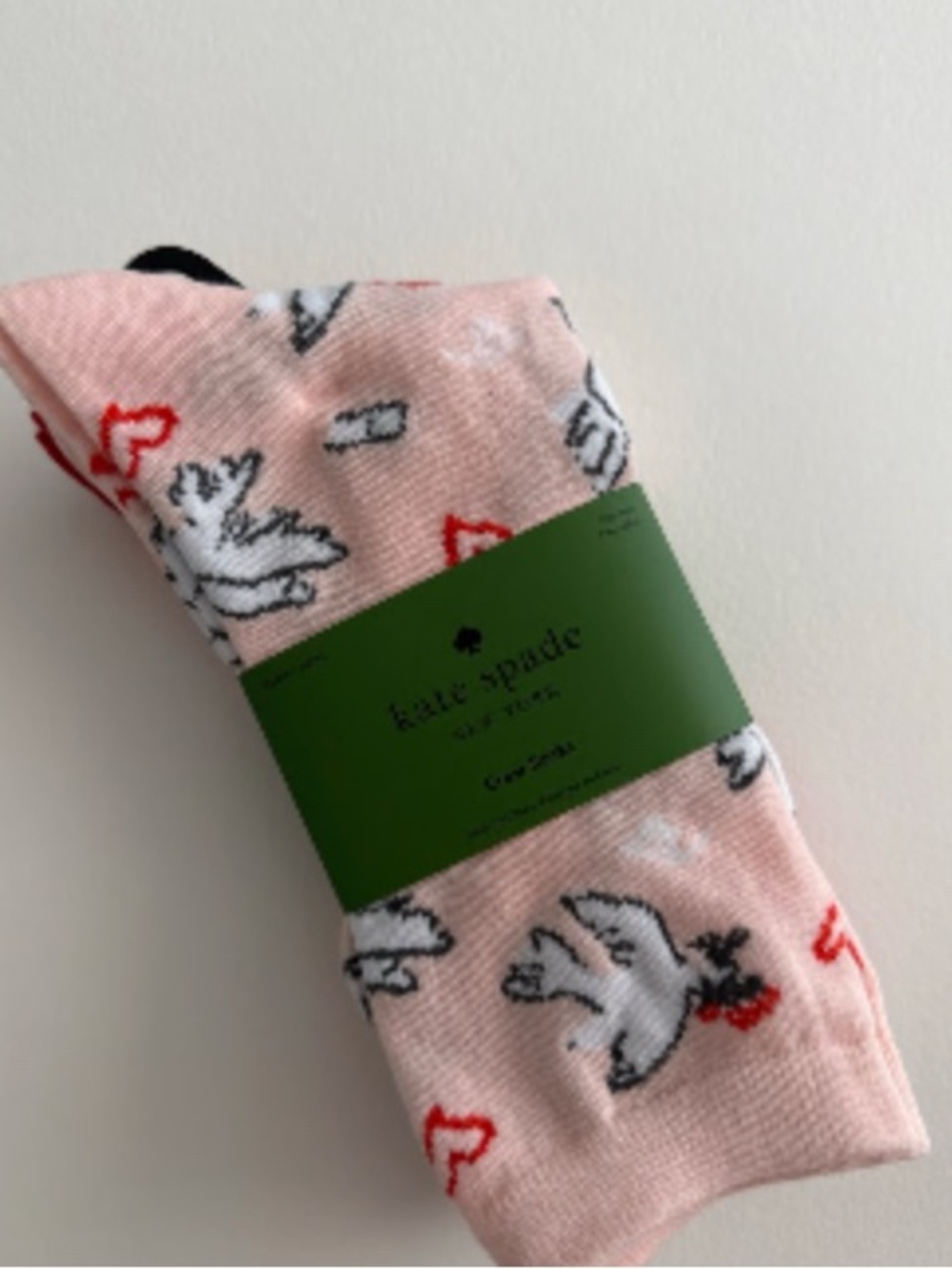 kate spade Pink Dove & Heart Pattern Socks